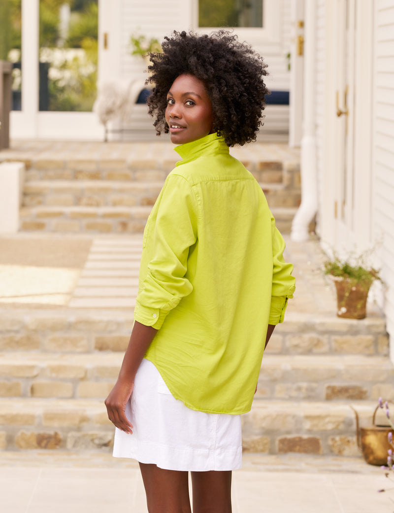 Eileen Relaxed Button Up - Famous Denim Lime