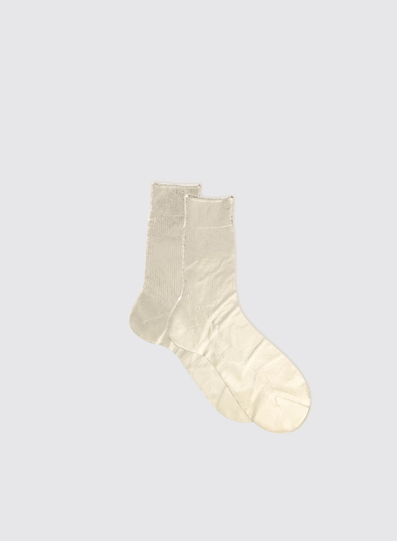 One Ribbed Laminated Socks - Platino