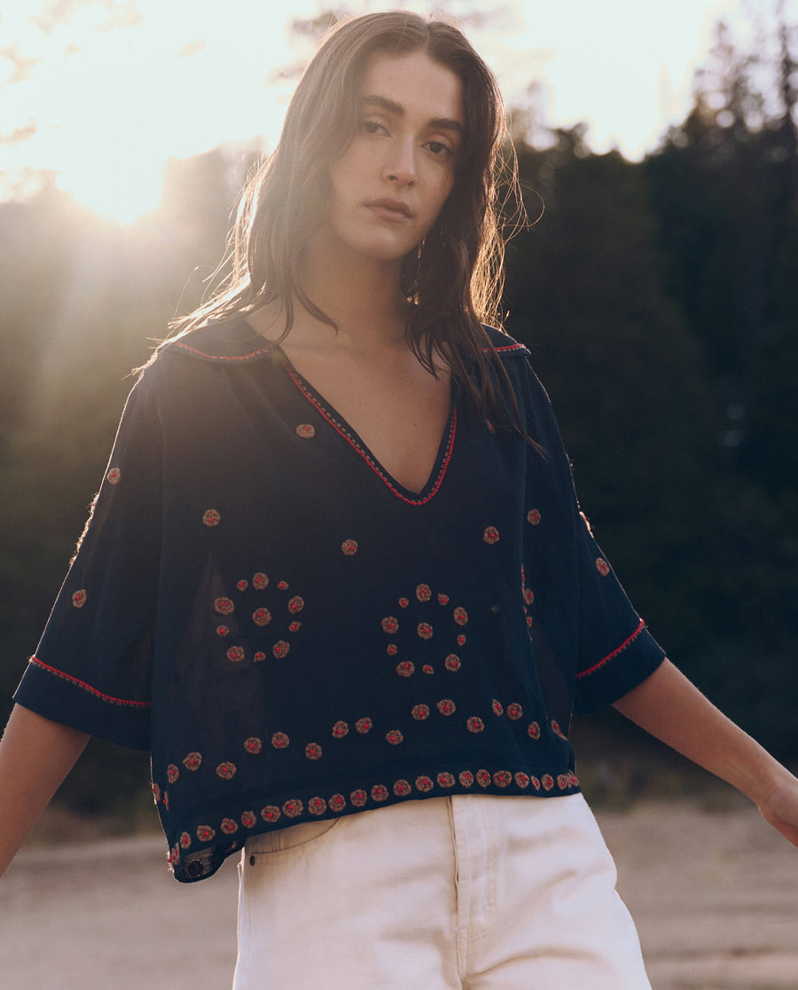 The Beaded Vintage Sailor Top - Navy