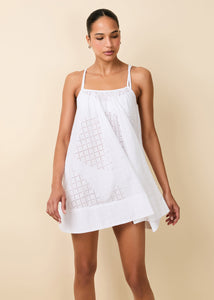 Lindsay Dress Grid Eyelet Optic White