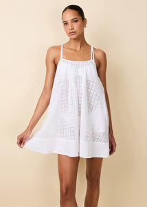 Lindsay Dress Grid Eyelet Optic White