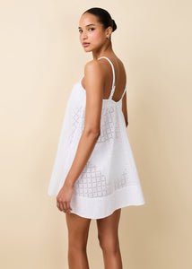 Lindsay Dress Grid Eyelet Optic White