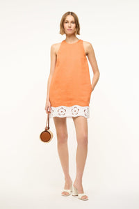 Mika Linen Dress - Apricot White