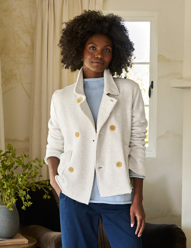 Mini Belfast Crop Peacoat - Heather White Melange