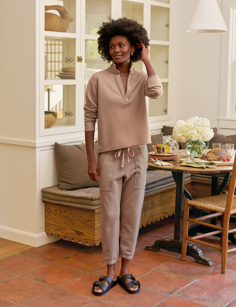Patrick Popover Henley - Triple Fleece Toasted