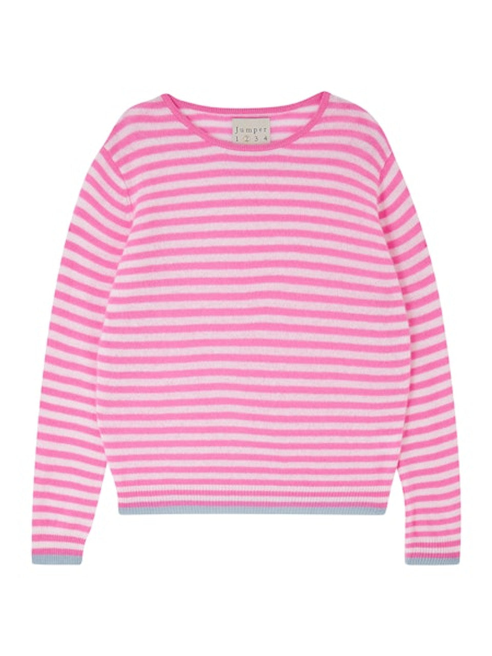 Tipped Little Stripe Crew - Azalea