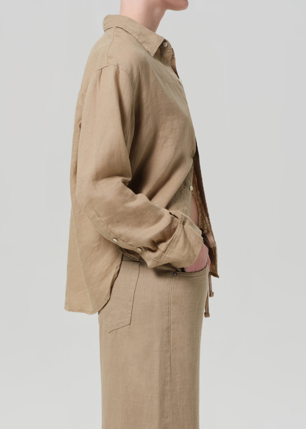 Kayla Shrunken Linen Shirt - Gobi