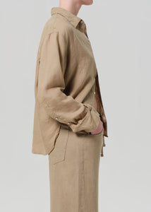 Kayla Shrunken Linen Shirt - Gobi