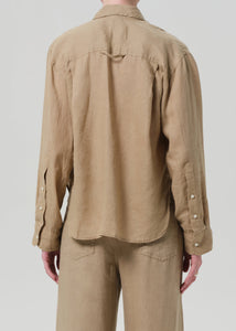 Kayla Shrunken Linen Shirt - Gobi