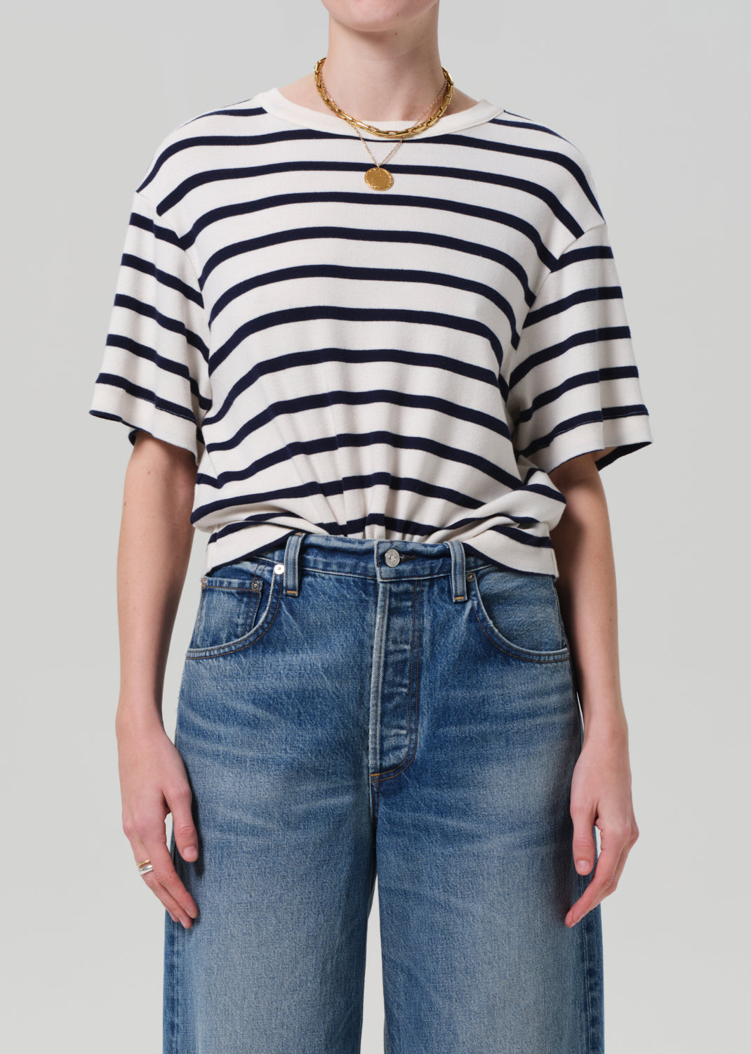 Goldie Tee - Azure Stripe