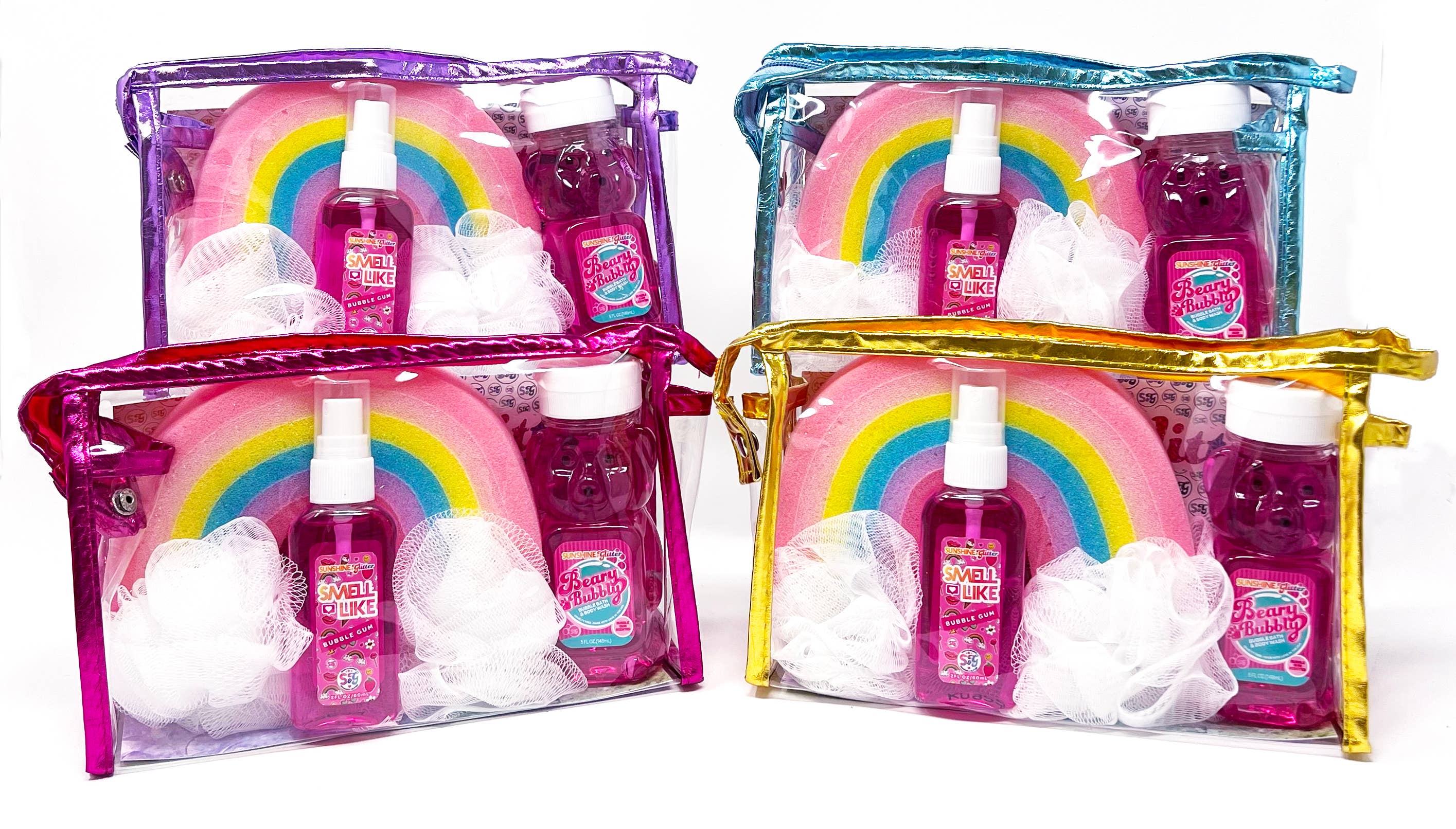 Sunshine & Glitter Beary Bubbly Gift Set: Pink Cosmetic Bag