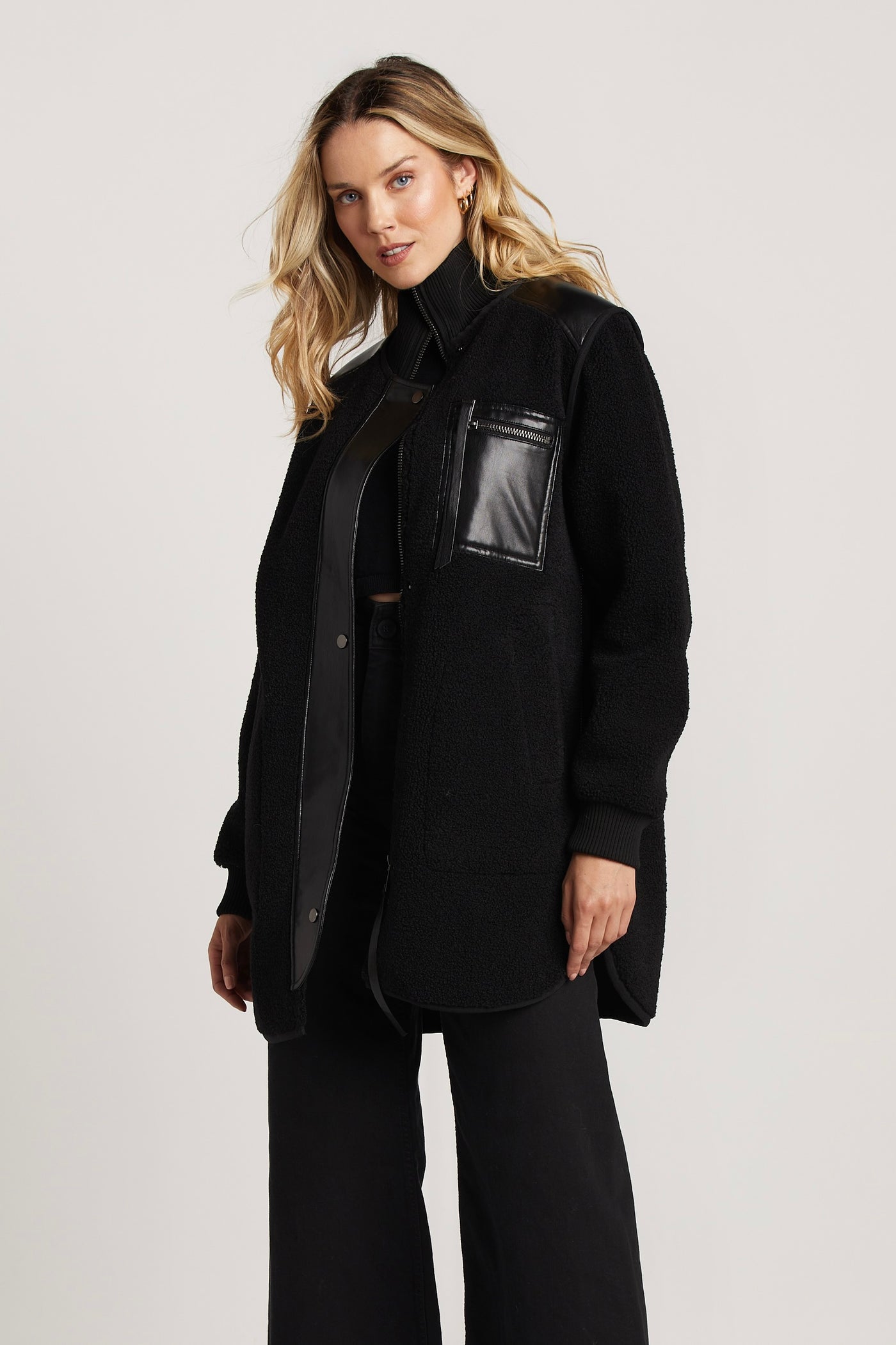 Audrey Faux Shearling Coat - Black