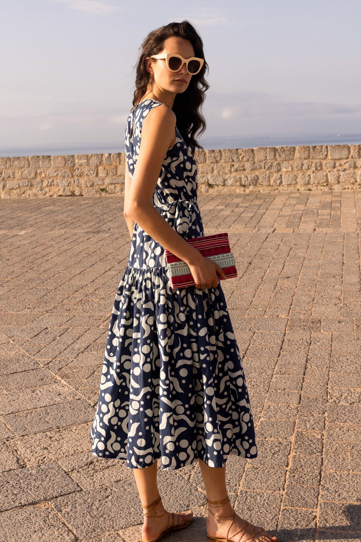 Sleeveless Piped Maxi - Acadia Navy