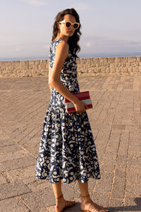 Sleeveless Piped Maxi - Acadia Navy