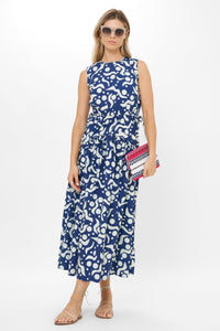 Sleeveless Piped Maxi - Acadia Navy