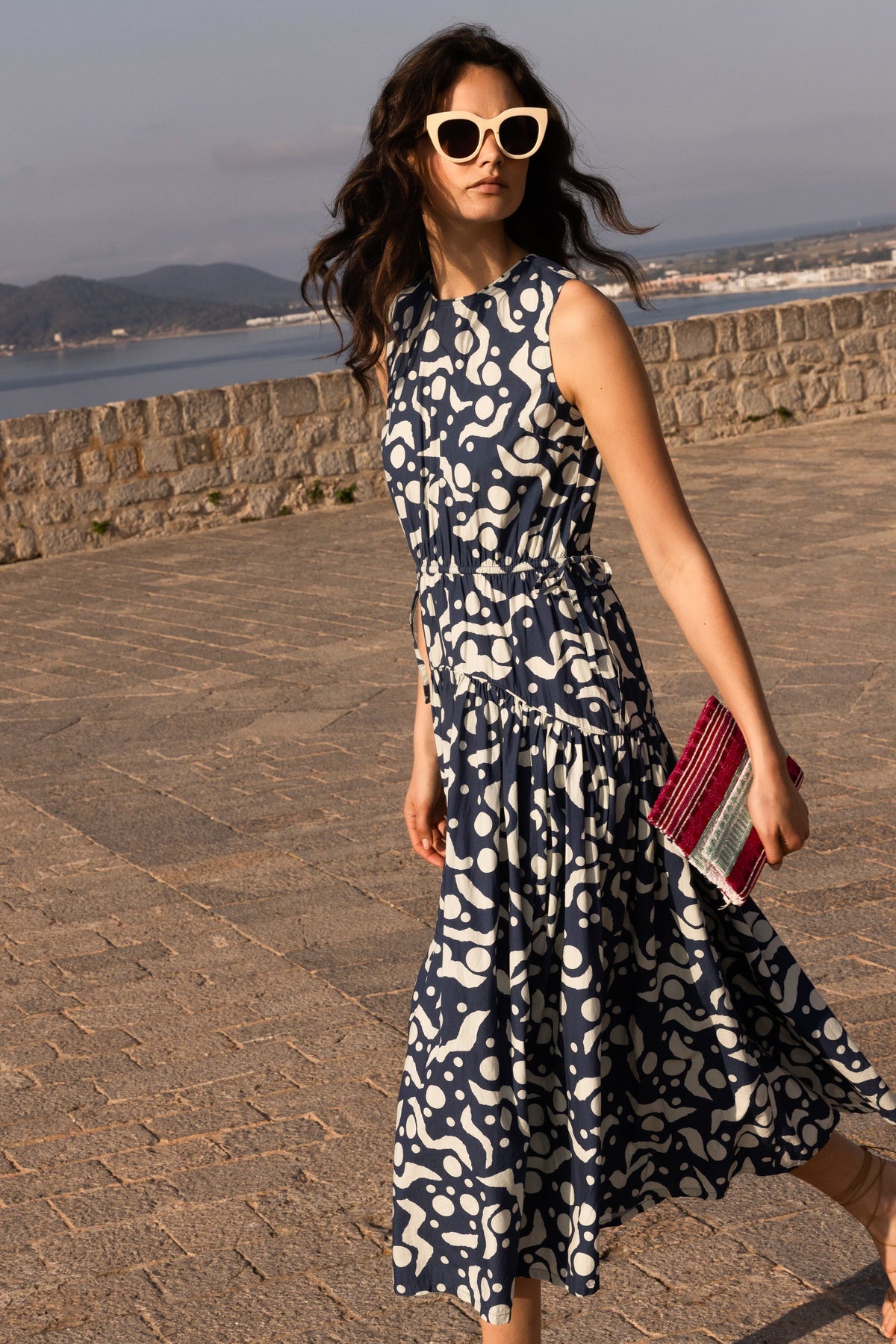 Sleeveless Piped Maxi - Acadia Navy