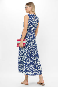 Sleeveless Piped Maxi - Acadia Navy