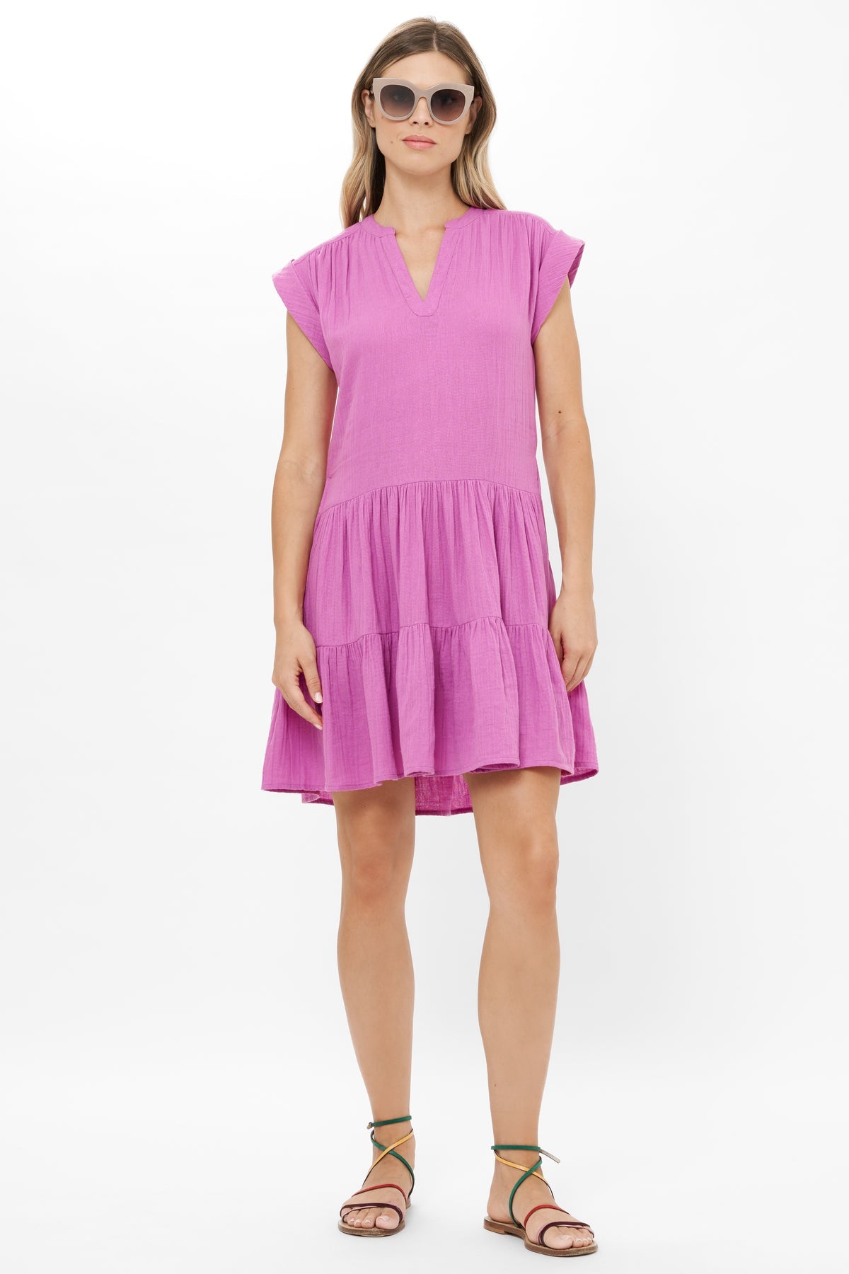 Roll Sleeve Dress - Bahama Purple