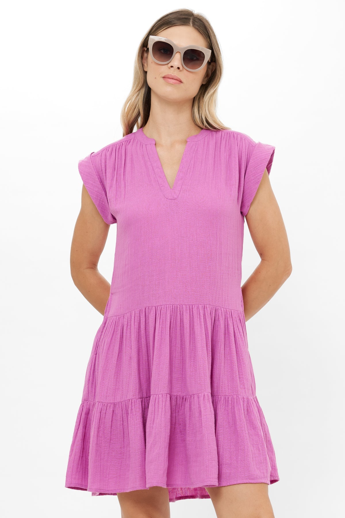 Roll Sleeve Dress - Bahama Purple