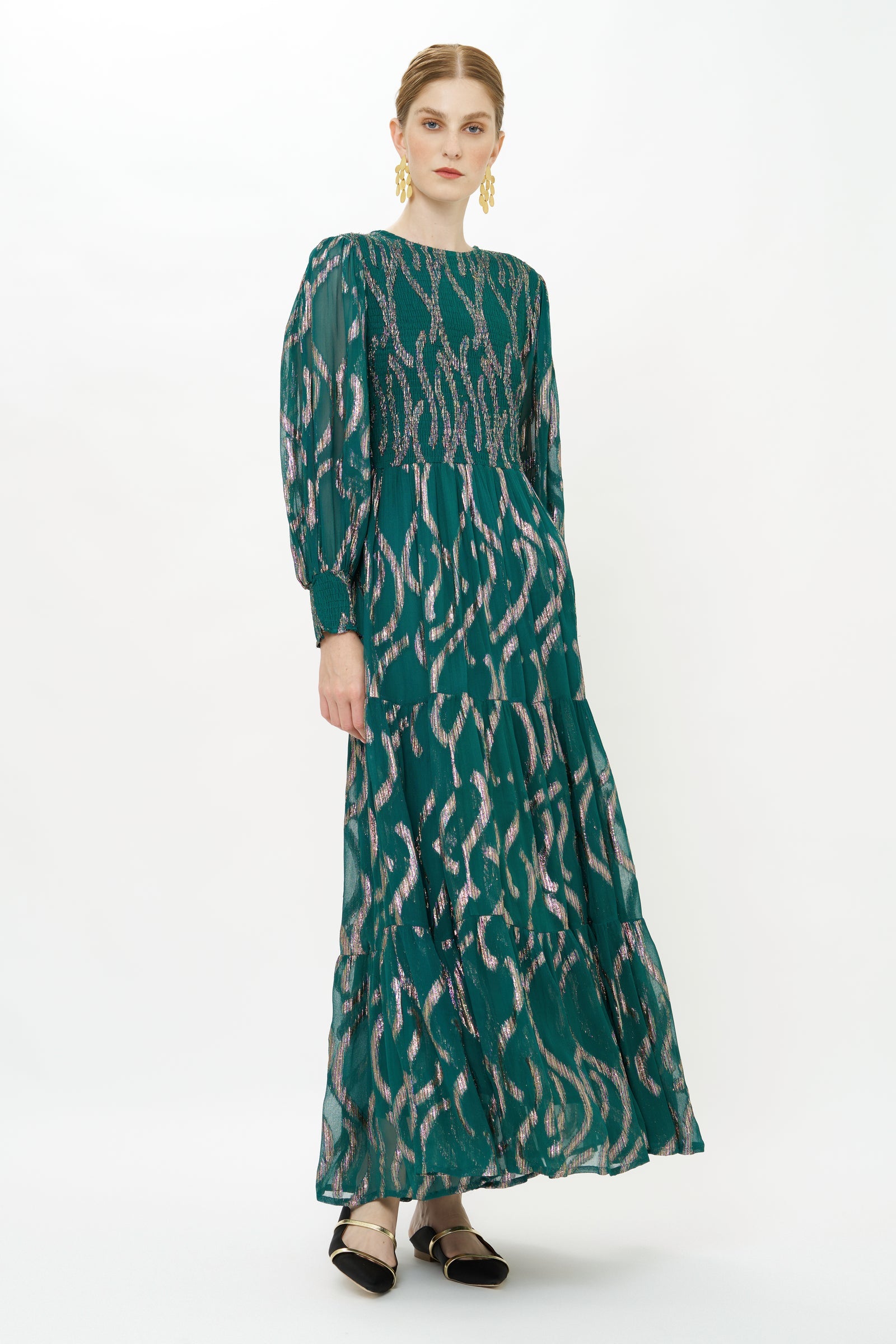 Smocked Top Maxi - Borealis Jade