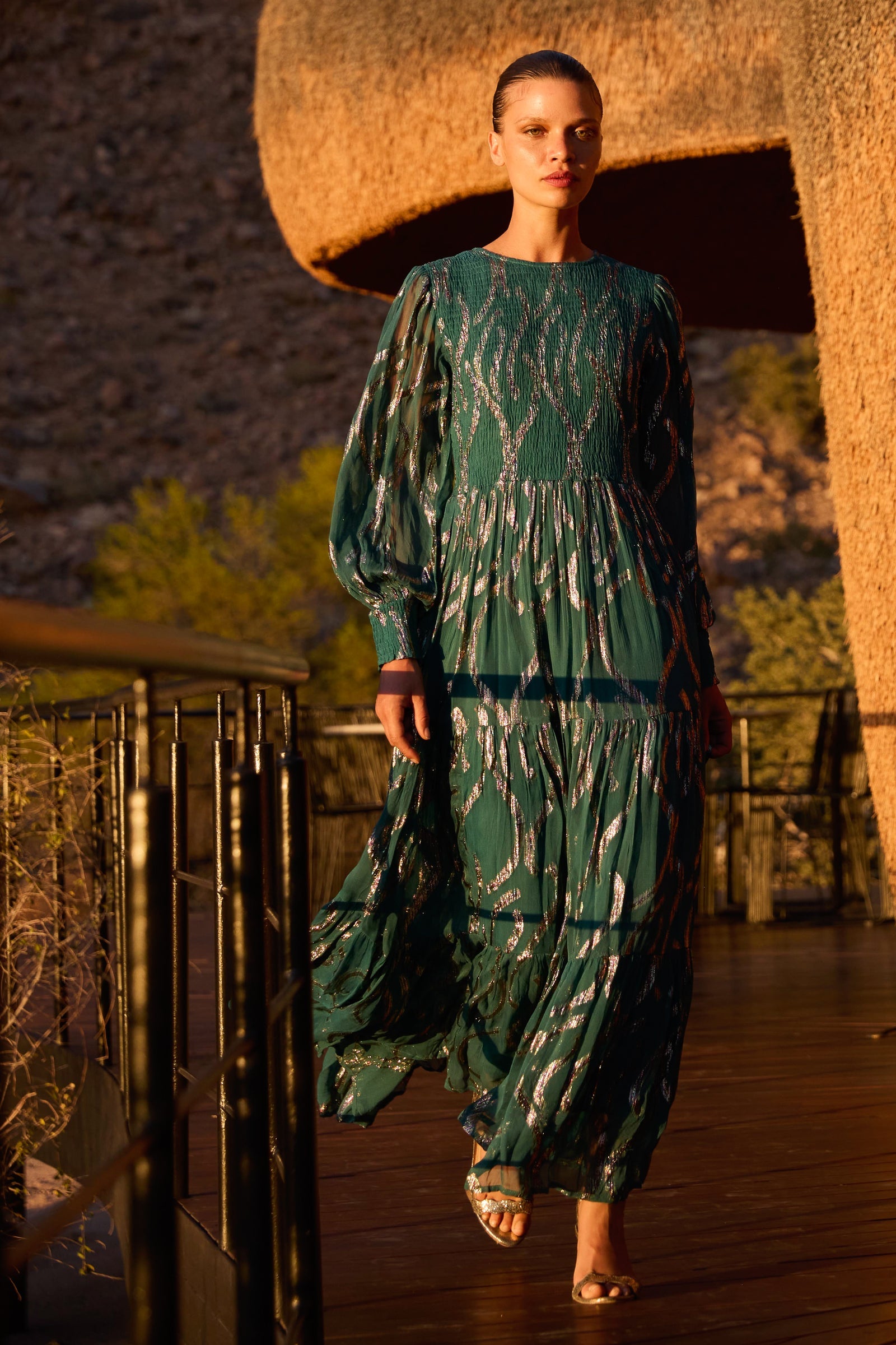 Smocked Top Maxi - Borealis Jade