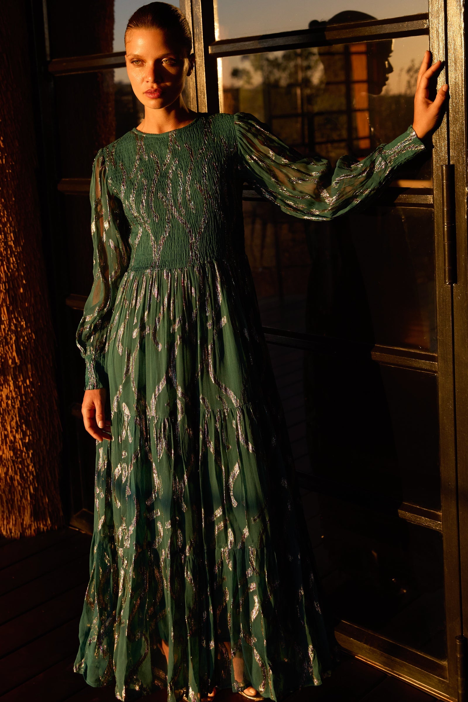 Smocked Top Maxi - Borealis Jade