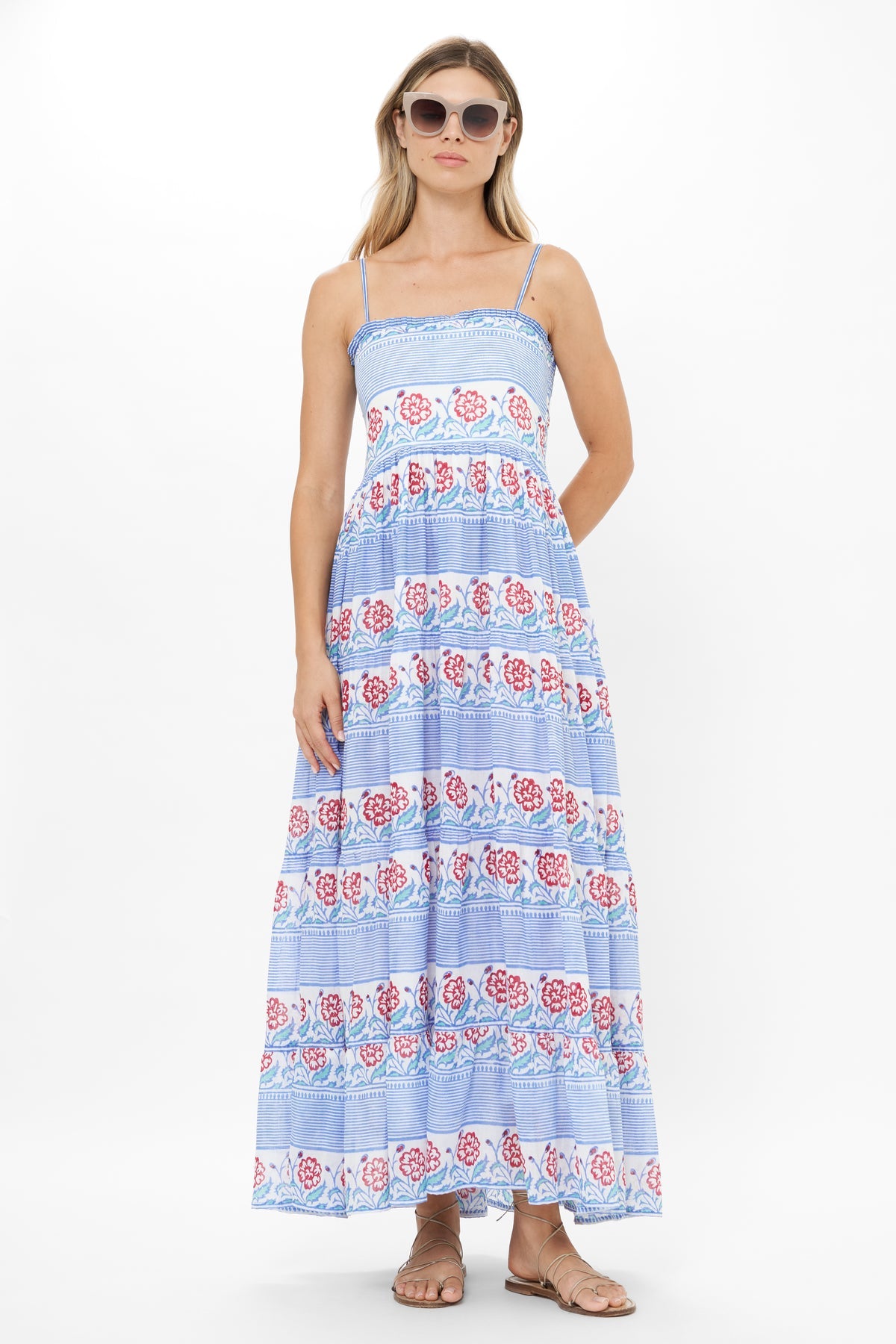 Smocked Back Maxi - Borrego Navy