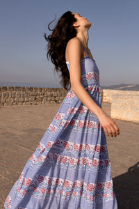 Smocked Back Maxi - Borrego Navy