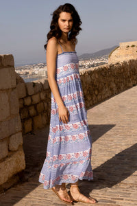 Smocked Back Maxi - Borrego Navy