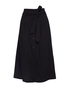 The Teagan Belted Skirt - Black Onyx