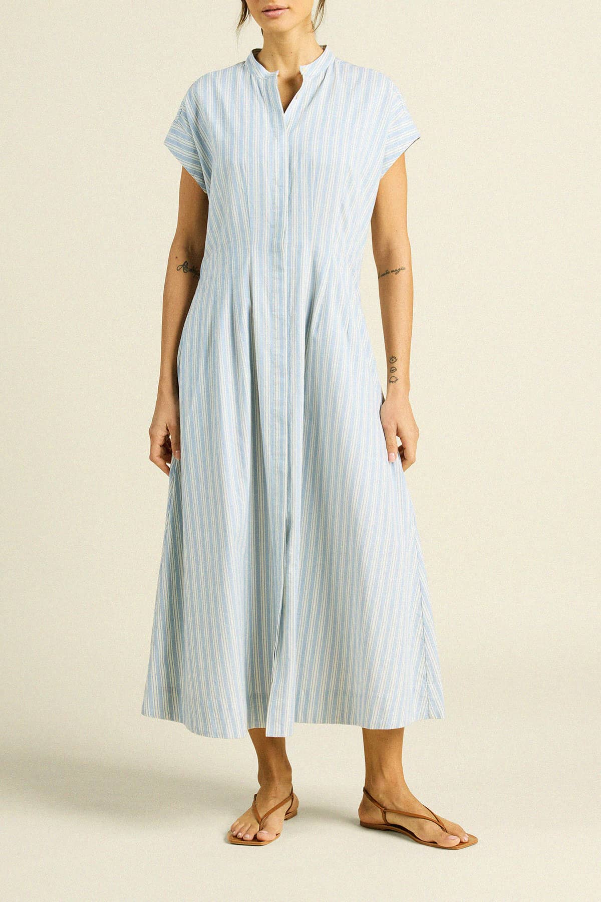 James Dress - Blue Oxford Stripe