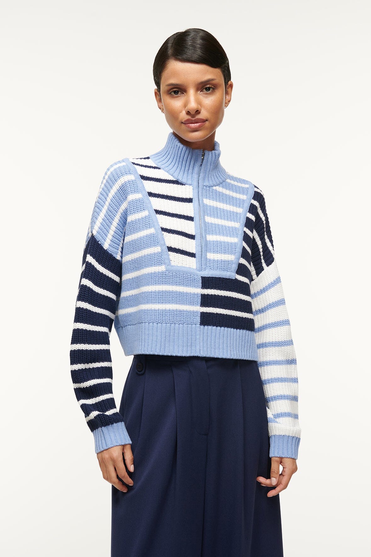 Cropped Hampton Sweater - Adriatic Stripe