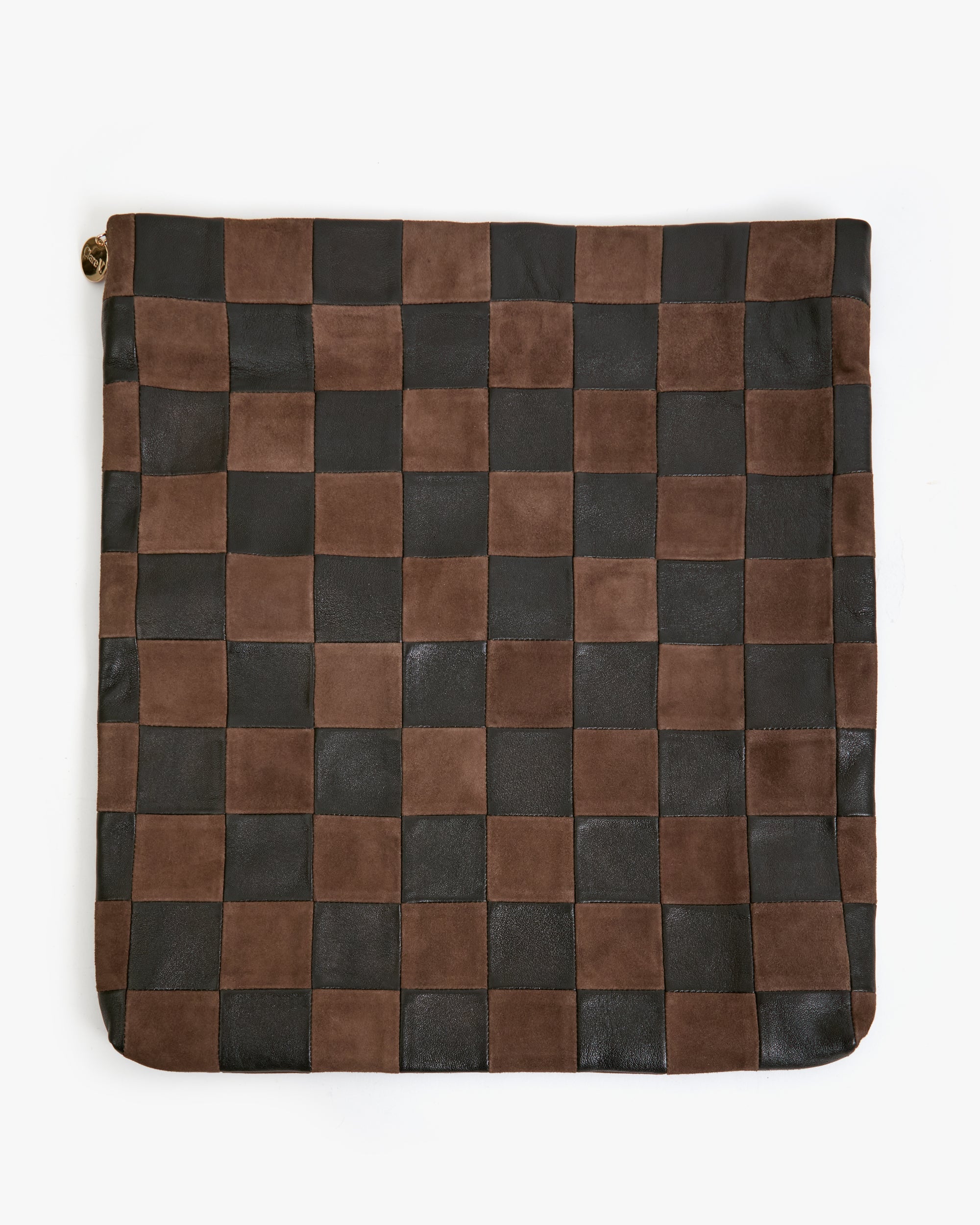 Carryall Clutch w/ Tabs - Nappa & Suede Oversized Checker