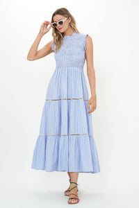 Sleeveless Smocked Maxi - Chatham Blue