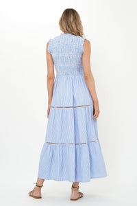 Sleeveless Smocked Maxi - Chatham Blue