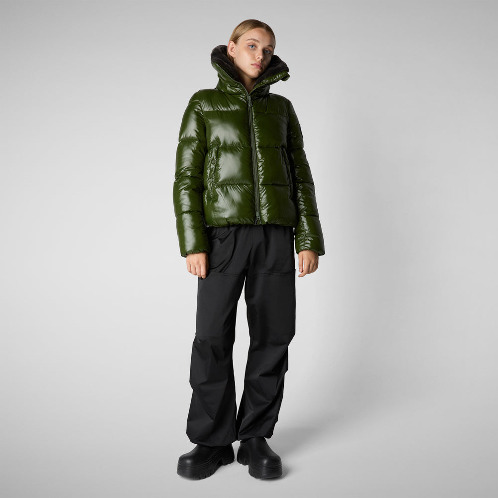 Moma Puffer w/ Faux Fur Lining - Pine Green