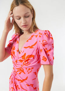 Maci Dress - Pink Botanical Abstract