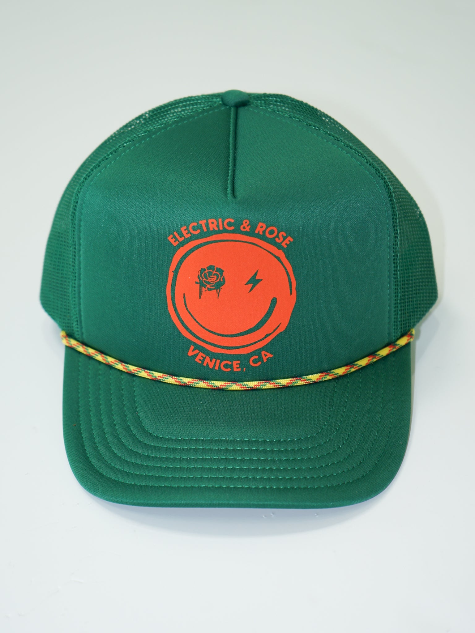 Smiley Trucker Hat - Kelly Green/Orange