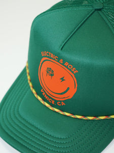 Smiley Trucker Hat - Kelly Green/Orange