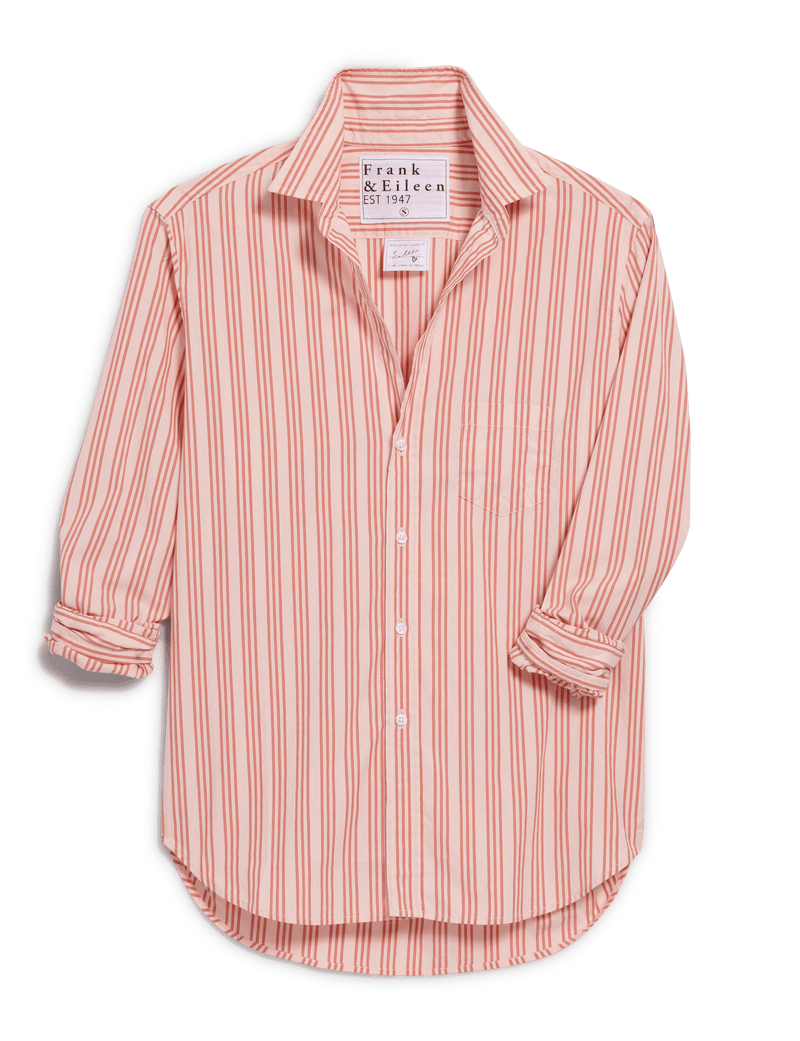 Eileen Relaxed Button Up - Burnt Orange and Peach Stripe