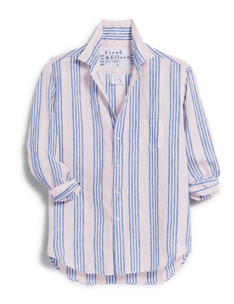 Eileen Relaxed Button-Up - Blue and Pink Multi Stripe