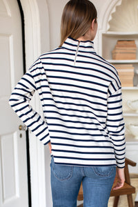 Edie Top - Navy Stripe Rib