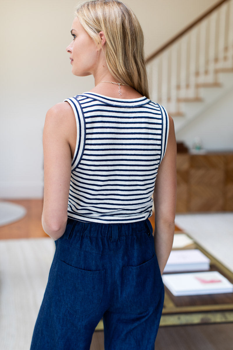 Go To Tank Top -  Navy Stripe Organic