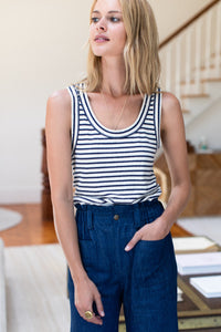 Go To Tank Top -  Navy Stripe Organic