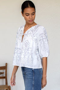 Puff Isla Top - Maeve Outline Indigo