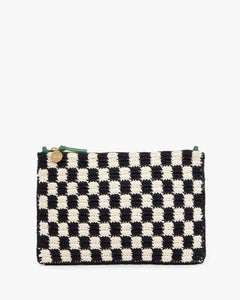 Flat Clutch w/Tabs - Black & Cream Crochet Mini Checker