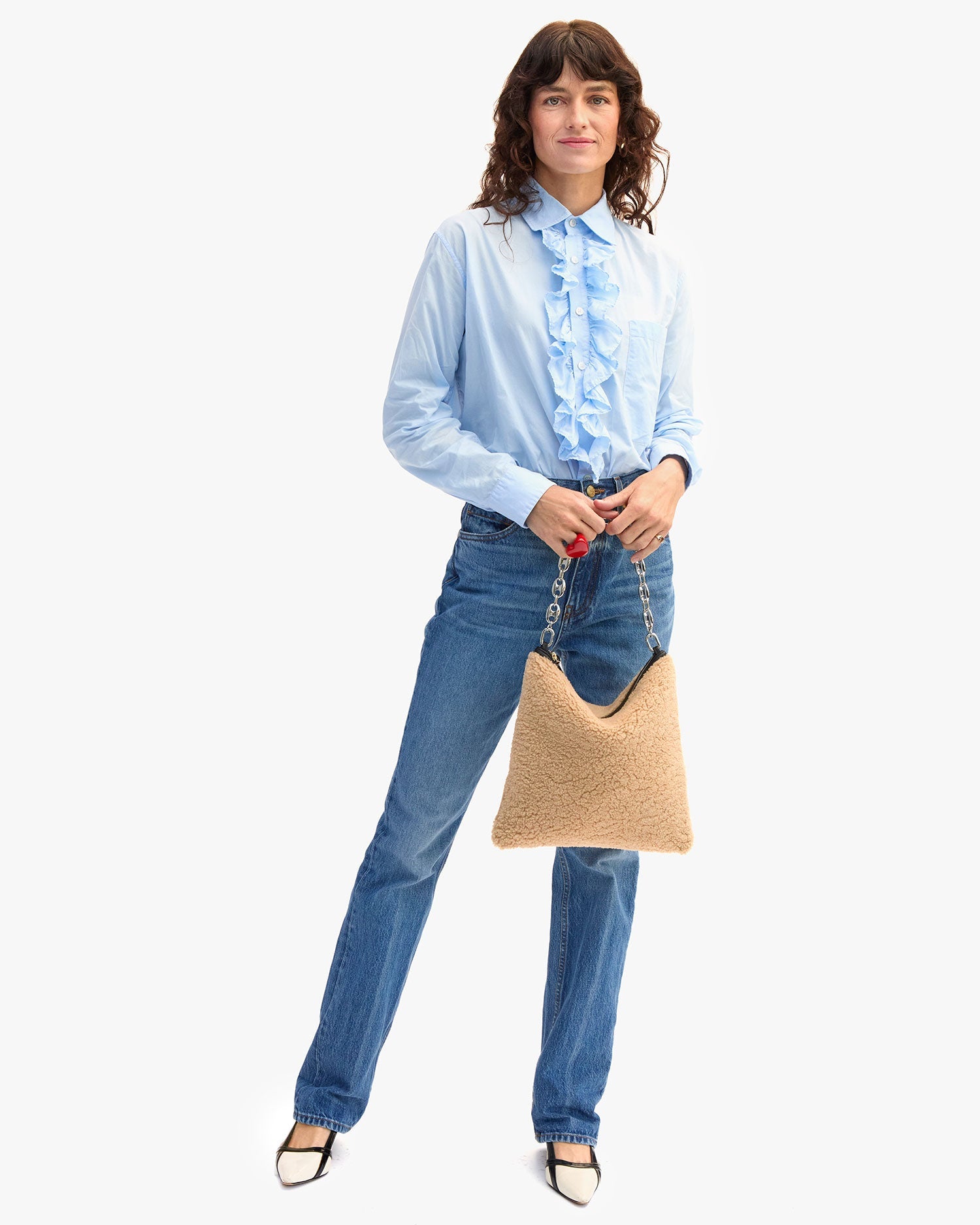 Foldover Clutch w/Tabs - Cafe au Lait