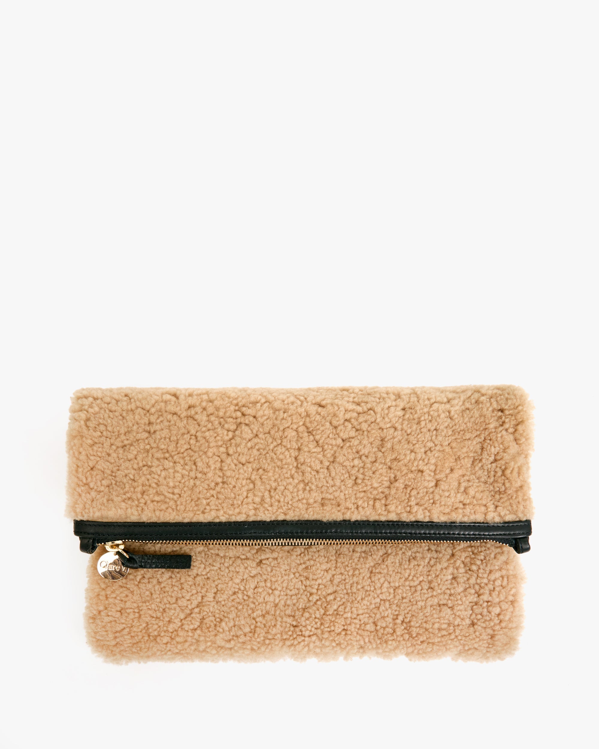 Foldover Clutch w/Tabs - Cafe au Lait