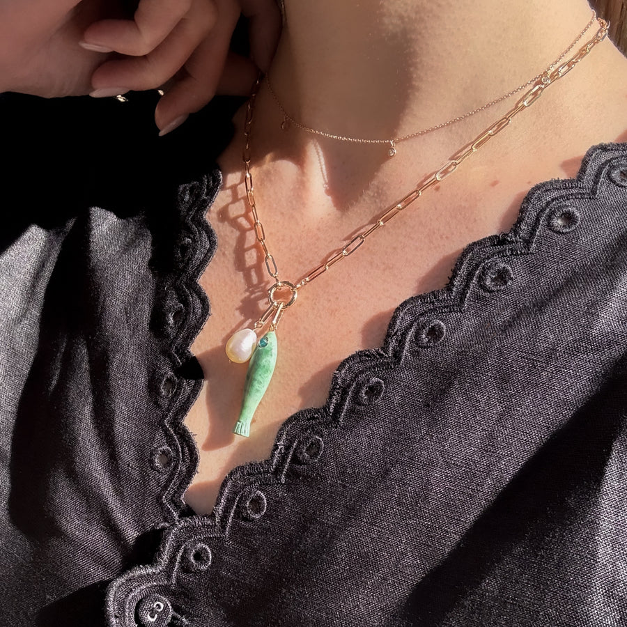 Finn Paperclip Charm Necklace - 22"