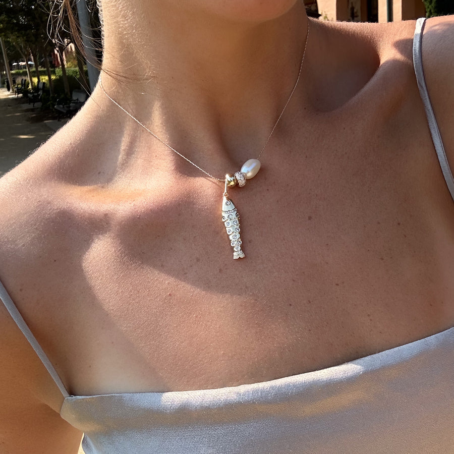Goldie Cubic Zirconia Fish Charm